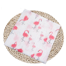 Load image into Gallery viewer, Bitsy-Boo Bamboo Cotton Muslin Swaddle Blanket | Flamingo