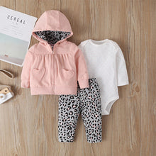 Load image into Gallery viewer, Baby Girl 3pcs Romper Set Pink 100% Cotton 6-18M