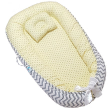Load image into Gallery viewer, Bitsy-Boo Newborn Bed Nest Baby Lounger Waves and Stars Yellow