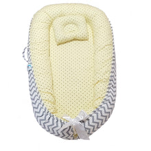 Load image into Gallery viewer, Bitsy-Boo Newborn Bed Nest Baby Lounger Waves and Stars Yellow