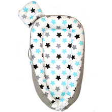 Load image into Gallery viewer, Bitsy-Boo Newborn Bed Nest Baby Lounger Blue Stars