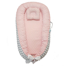 Load image into Gallery viewer, Bitsy-Boo Newborn Bed Nest Baby Lounger Waves and Stars Pink