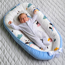 Load image into Gallery viewer, Baby lounger newborn nest blue bitsy boo