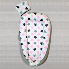 Load image into Gallery viewer, Bitsy-Boo Newborn Bed Nest Baby Lounger Pink Stars - Bitsy-Boo Shop