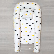 Load image into Gallery viewer, Bitsy Boo Newborn Bed Nest Baby Lounger Crowns Yellow - Bitsy-Boo Shop