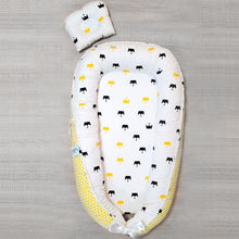 Load image into Gallery viewer, Bitsy Boo Newborn Bed Nest Baby Lounger Crowns Yellow - Bitsy-Boo Shop