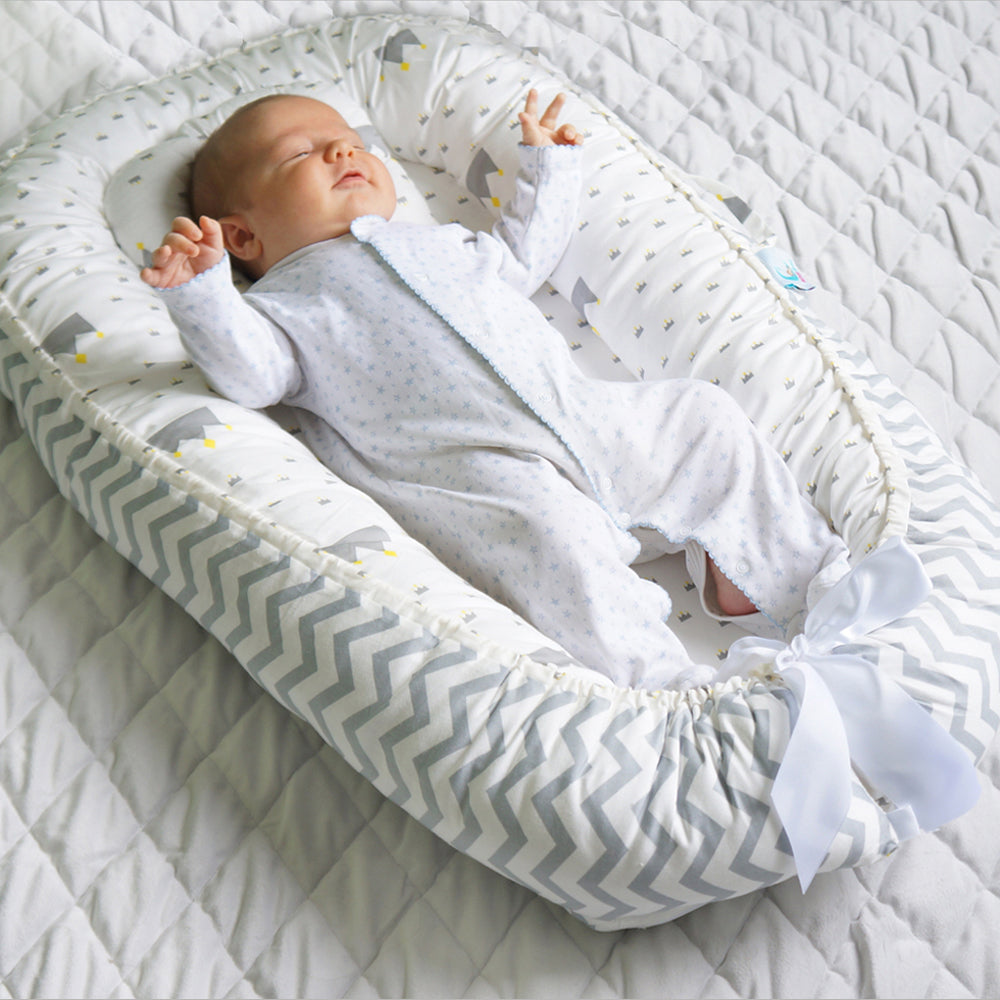 Bitsy Boo Newborn Bed Nest Baby Lounger Crowns and Waves