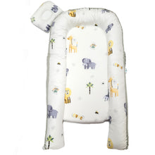 Load image into Gallery viewer, Bitsy-Boo Newborn Bed Nest Baby Lounger Grey Animals
