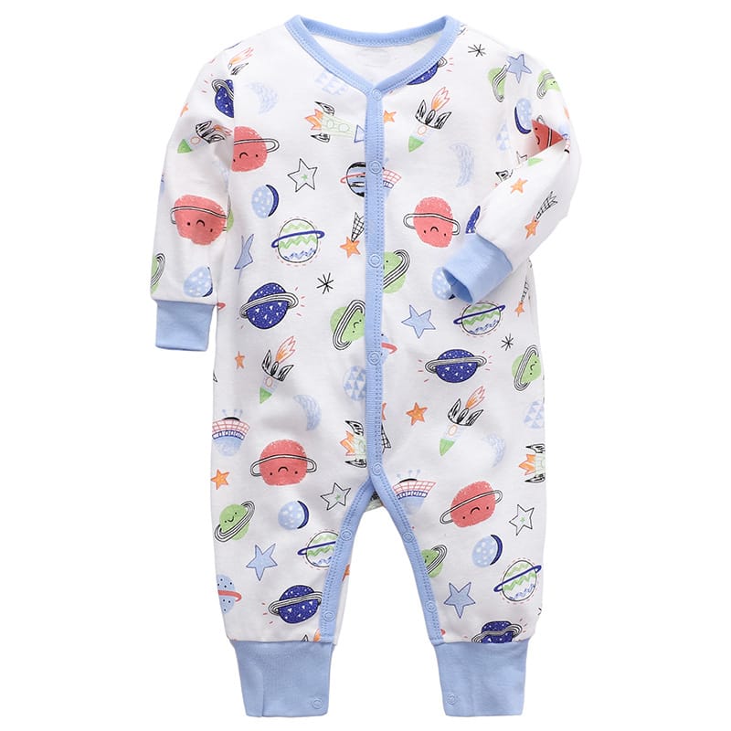 Bitsy-Boo Cotton Footless Long Sleeve Romper Jumpsuit Space