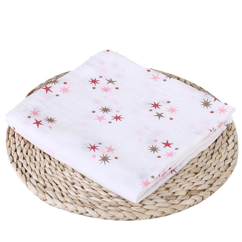 Bitsy-Boo Bamboo Cotton Muslin Swaddle Blanket | Pink Stars 