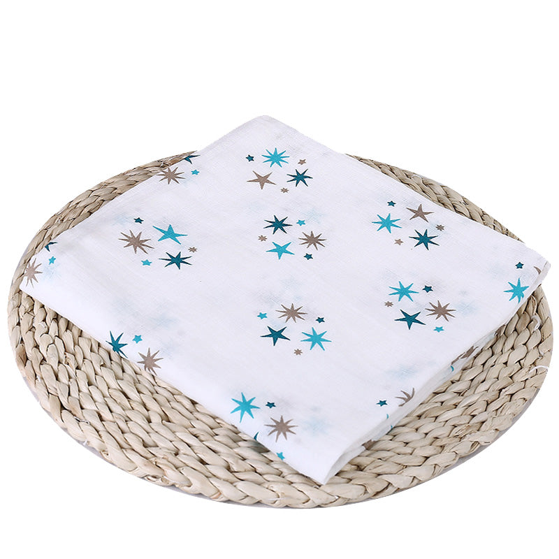 Bitsy-Boo Bamboo Cotton Muslin Swaddle Blanket | Blue Stars 