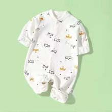 Load image into Gallery viewer, Bitsy-Boo Cotton Baby Long Sleeve Romper Crowns
