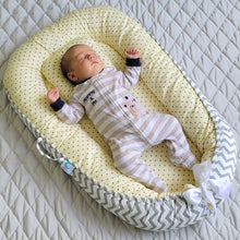 Load image into Gallery viewer, Bitsy-Boo Newborn Bed Nest Baby Lounger Waves and Stars Yellow
