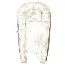 Load image into Gallery viewer, Bitsy-Boo Newborn Bed Nest Baby Lounger Grey Polka Khaki
