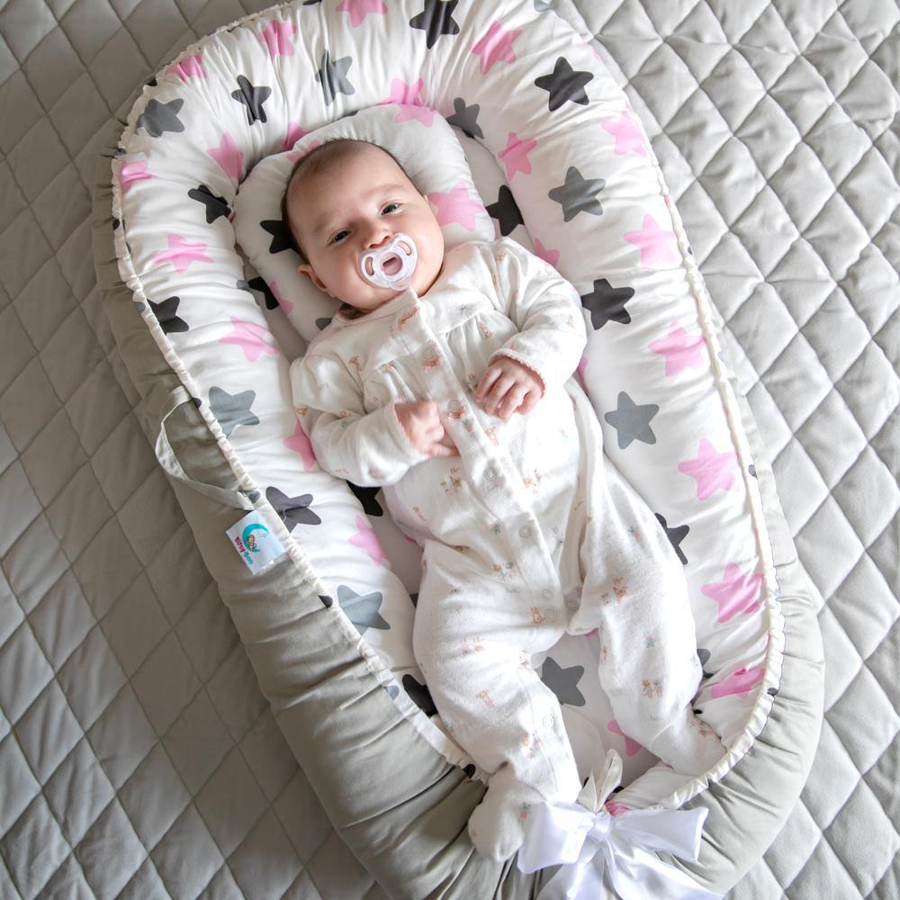 Bitsy-Boo Newborn Bed Nest Baby Lounger Pink Stars - Bitsy-Boo Shop