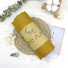 Load image into Gallery viewer, Bitsy-Boo Bamboo Cotton Muslin Swaddle Blanket | Mustard
