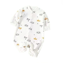 Load image into Gallery viewer, Bitsy-Boo Cotton Baby Long Sleeve Romper Crowns
