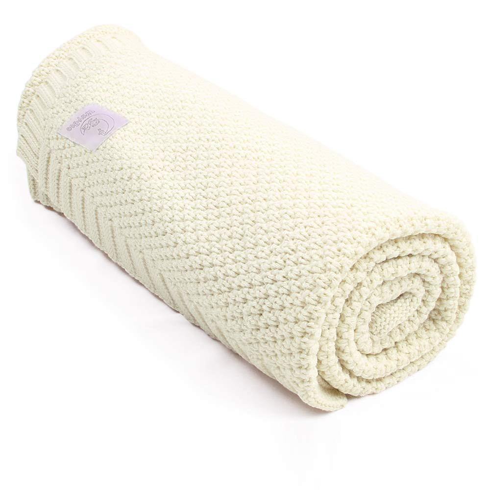 Knitted Baby Wrap Blanket Ivory - Bitsy-Boo Shop