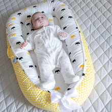 Load image into Gallery viewer, Bitsy Boo Newborn Bed Nest Baby Lounger Crowns Yellow - Bitsy-Boo Shop
