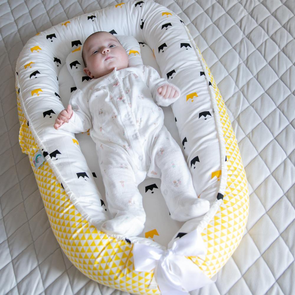 Bitsy Boo Newborn Bed Nest Baby Lounger Crowns Yellow - Bitsy-Boo Shop