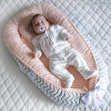 Load image into Gallery viewer, Bitsy-Boo Newborn Bed Nest Baby Lounger Waves and Stars Coral - Bitsy-Boo Shop
