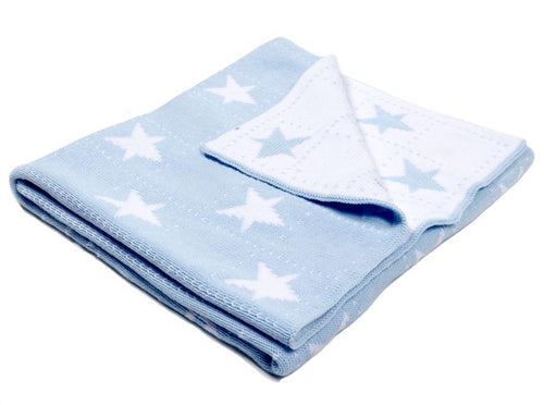 Bitsy-Boo 100% Cotton Baby Blanket Stars Blue - Bitsy-Boo Shop
